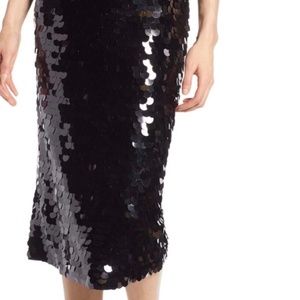 Black Paillette Squins Pencil Skirt.  XS-petite. NWT
